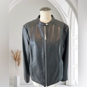 Calvin Klein Women’s Black Genuine Leather Jacket - Size XL
